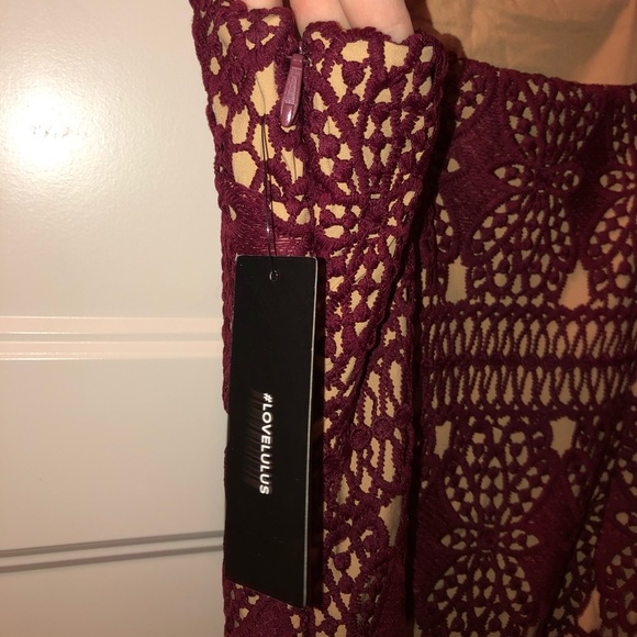 Wine and Nude Lulu’s Dress BRAND NEW - Picture 4 of 5